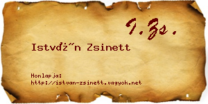 István Zsinett névjegykártya